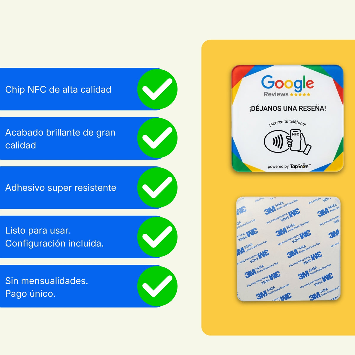 Placa NFC TapScore™ – Reseñas de Google