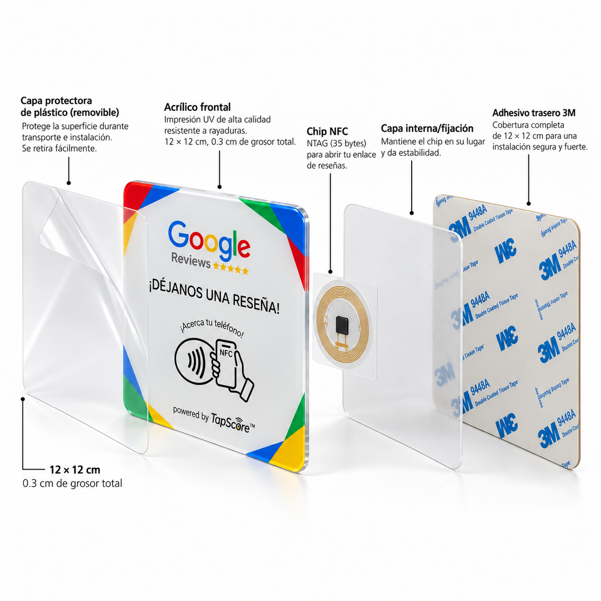 Placa NFC TapScore™ – Reseñas de Google